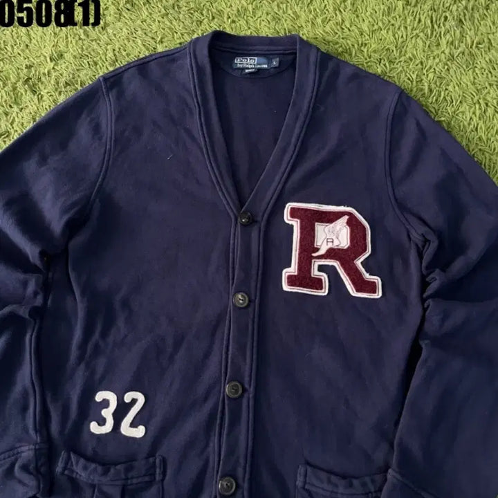 [BUNJANG] Polo Ralph Lauren Navy Cardigan with R Patch, Size L / 폴로 랄프로렌 네이비 가디건 R 패치 L