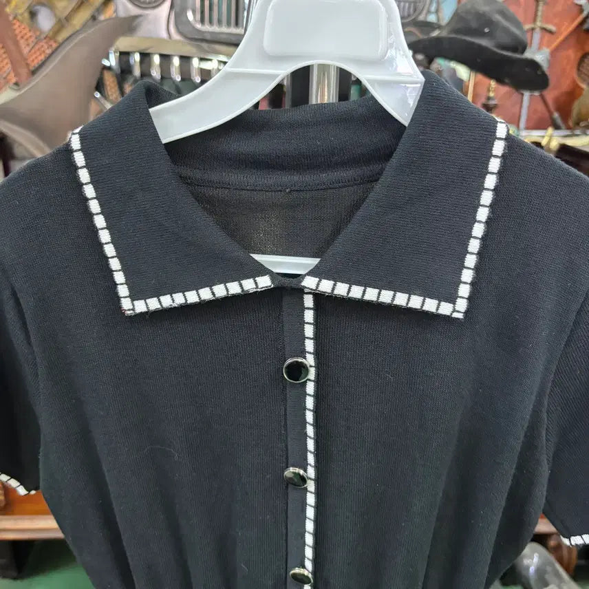 [BUNJANG] Collared Knit Short Sleeve Dress / 카라 니트 반팔 원피스