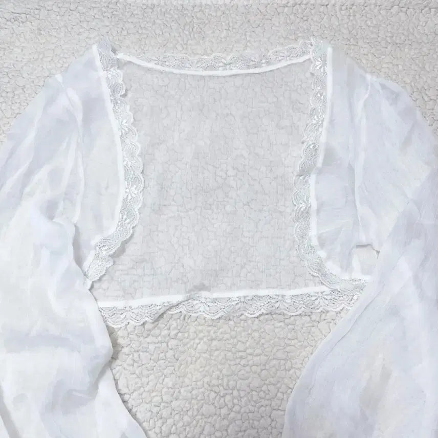 [BUNJANG] White Lace Chiffon Bolero Summer Cardigan / *새상품* 레이스 쉬폰 볼레로 화이트/ 여름 가디건 원피스가디건
