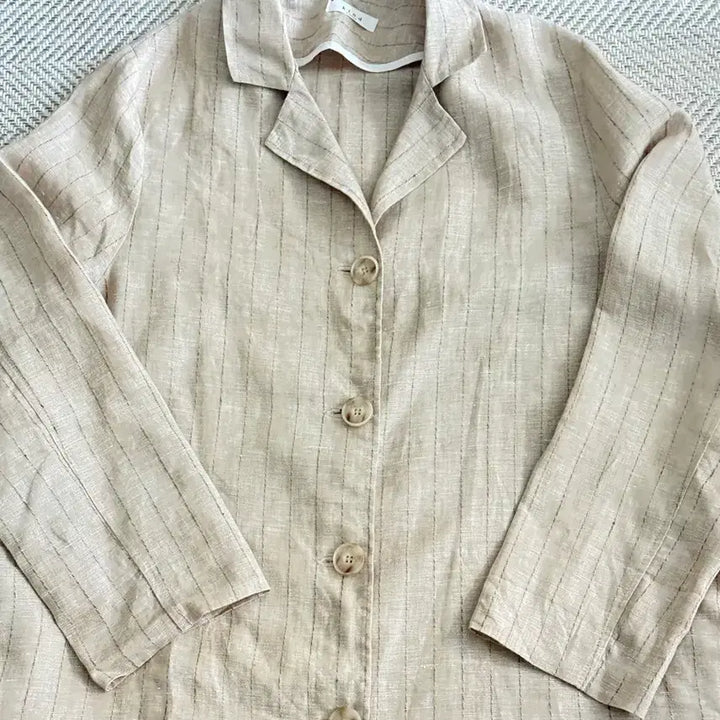 [BUNJANG] Kind Linen Stripe Shirt Dress/Trench Coat / 카인드 Kind 린넨 스트라이프 롱 셔츠형 원피스/트렌치