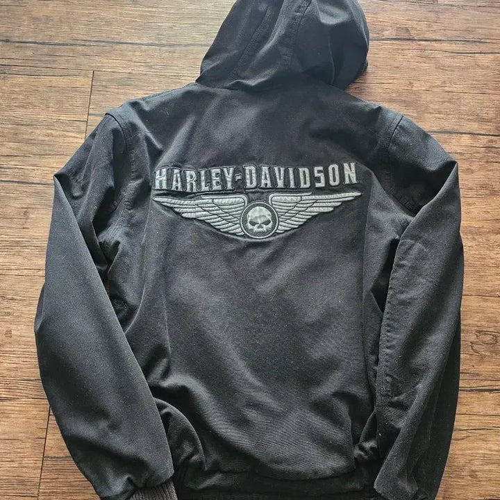 [BUNJANG] Harley-Davidson Reversible Hooded Zip-Up Jacket / 할리데이비슨 양면 후드집업(해골날개자수)