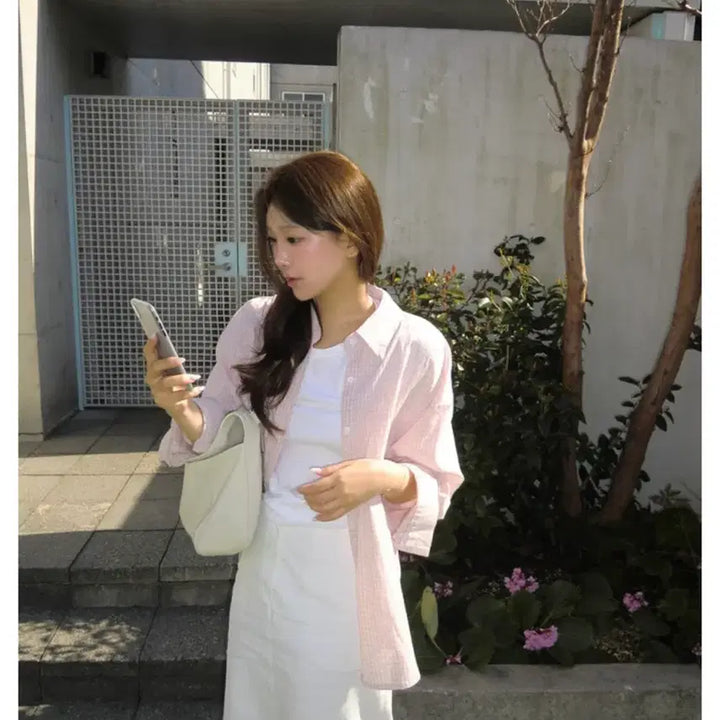 [BUNJANG] Ondmin Blush Check Shirt Pink / 새상품) 온드민 블러쉬 체크 셔츠 핑크