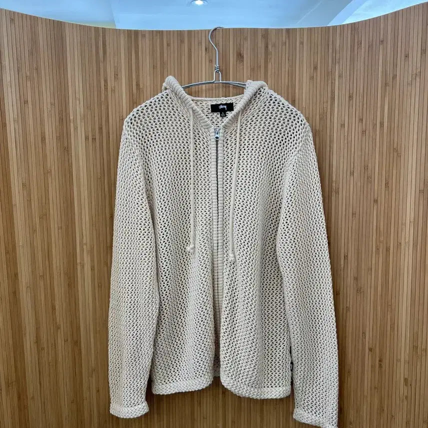 [BUNJANG] Stussy Mesh Hoodie Zip-Up Jacket Natural L Size / 스투시 메쉬 후드집업 내츄럴 L사이즈 판매