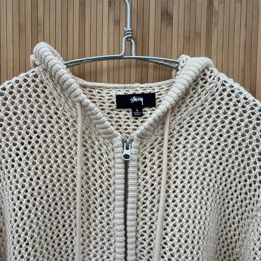 [BUNJANG] Stussy Mesh Hoodie Zip-Up Jacket Natural L Size / 스투시 메쉬 후드집업 내츄럴 L사이즈 판매