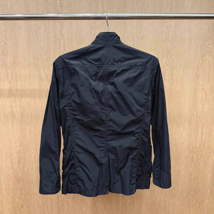 [BUNJANG] Giorgio Armani Jeans High Neck Field Jacket Black / 아르마니 진스 나일론 하이넥 필드 자켓 AJ 로고 각인 버튼 디테일 블랙