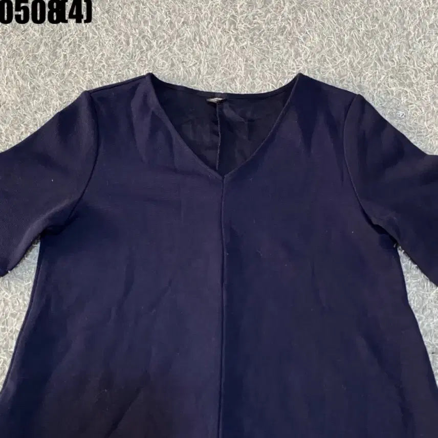 [BUNJANG] Navy V-Neck Short Sleeve Flare Dress - Size S / 네이비 V넥 반팔 플레어 원피스 s