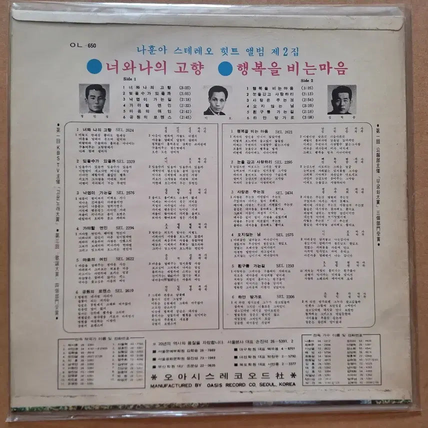 [BUNJANG] Na Hoon-a Stereo Hit Album Vol. 2 LP / 나훈아 스테레오 힛트앨범 2집 LP