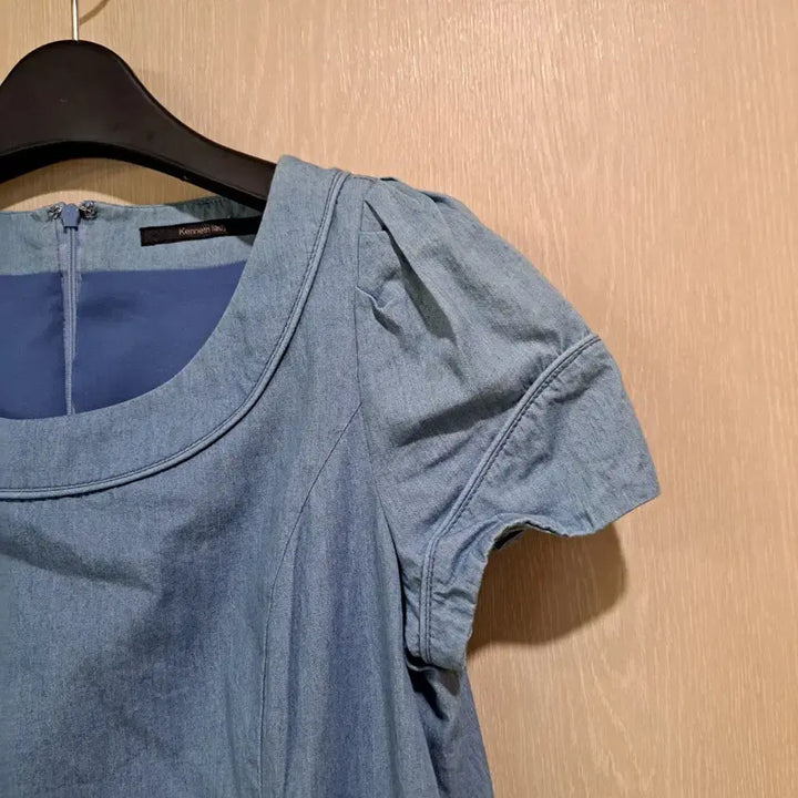 [BUNJANG] Denim Puff Sleeve Mini Dress with Frill / 데님 미니 원피스 퍼프소매 프릴사이즈55