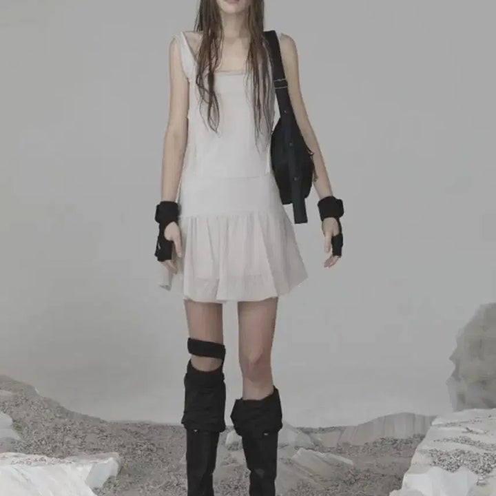 [BUNJANG] Ojos Double Layered Dress Beige / OJOS 오호스 더블 레이어드 드레스 베이지