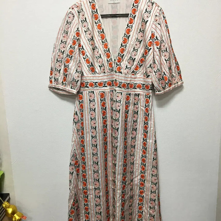 [SOLD OUT] 산드로 자수 반팔 맥시 롱원피스