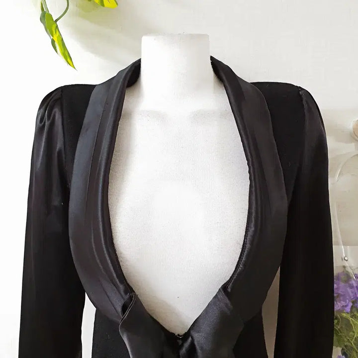 [BUNJANG] MOJO. S. FINE Satin Big Collar Cardigan Crop Jacket Black / 모조에스핀 새틴빅카라 가디건 크롭자켓 66 블랙