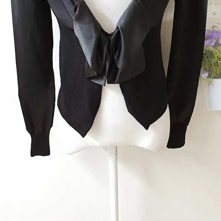 [BUNJANG] MOJO. S. FINE Satin Big Collar Cardigan Crop Jacket Black / 모조에스핀 새틴빅카라 가디건 크롭자켓 66 블랙