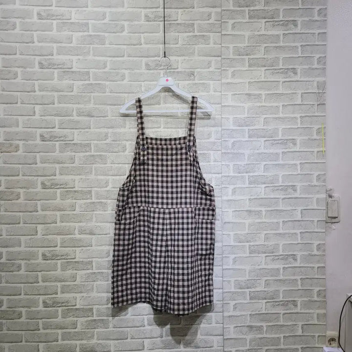 [BUNJANG] Checkered Jumpsuit Size 77 / ㄹ104 체크 점프슈트 77