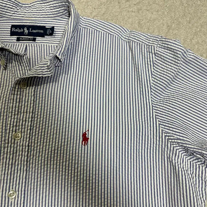 [BUNJANG] Polo Ralph Lauren Seersucker Short Sleeve Shirt L / 폴로 랄프로렌 시어서커 반팔 셔츠 L
