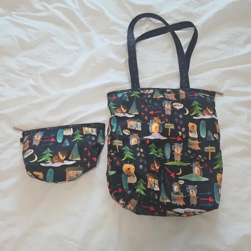 [BUNJANG] Lesportsac Tote Bag and Pouch Set / 레스포삭 토트백과 파우치 세트