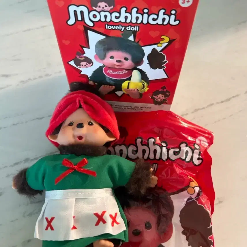[BUNJANG] Monchhichi Doll Red Riding Hood Outfit Set / 몬치치 인형 빨간모자 + 옷 세트