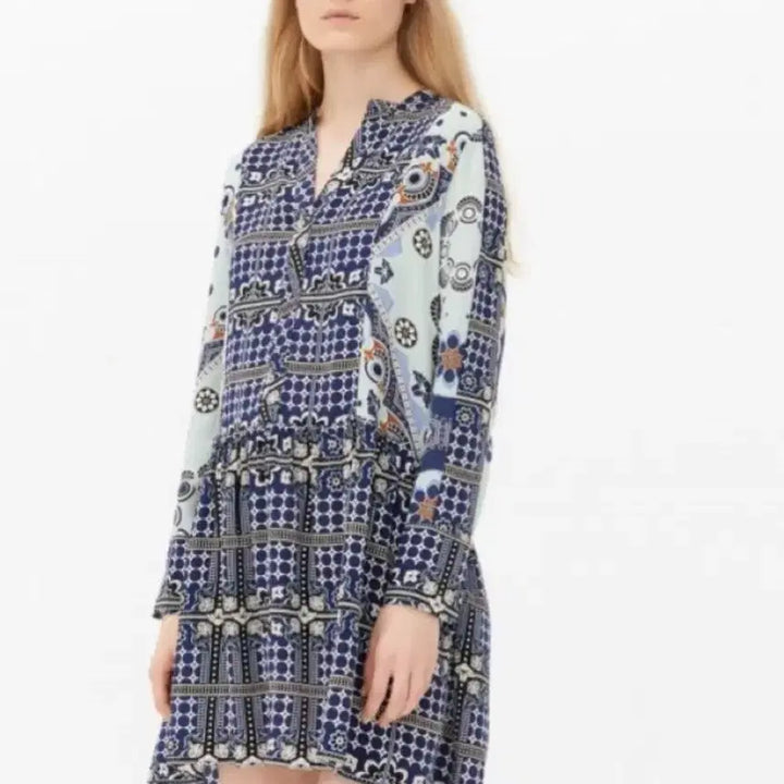 [BUNJANG] Sandro Silk Sale Print Dress M / [택포] [M] 산드로 실크 세일 프린트 원피스