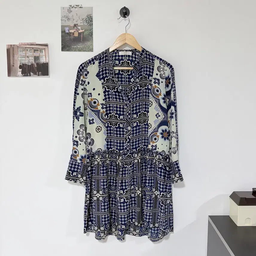 [BUNJANG] Sandro Silk Sale Print Dress M / [택포] [M] 산드로 실크 세일 프린트 원피스