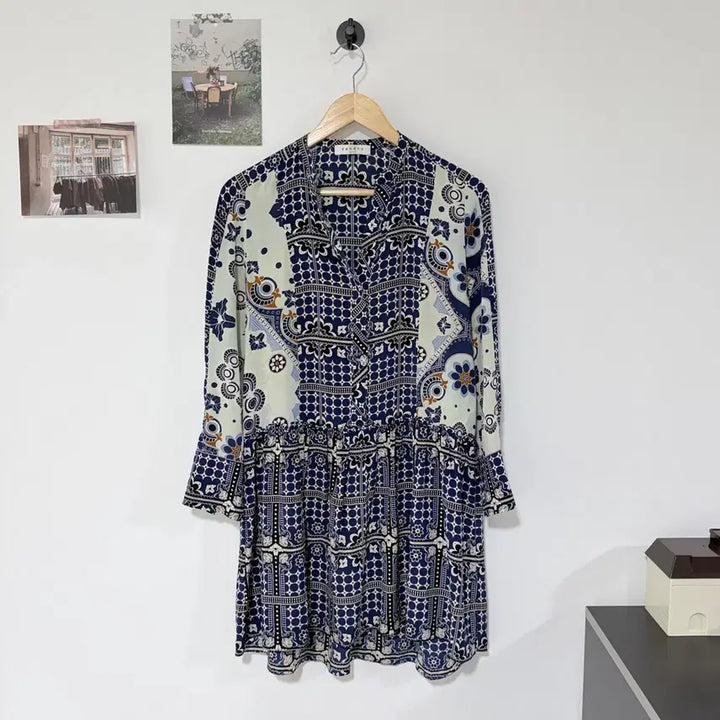 [BUNJANG] Sandro Silk Sale Print Dress M / [택포] [M] 산드로 실크 세일 프린트 원피스