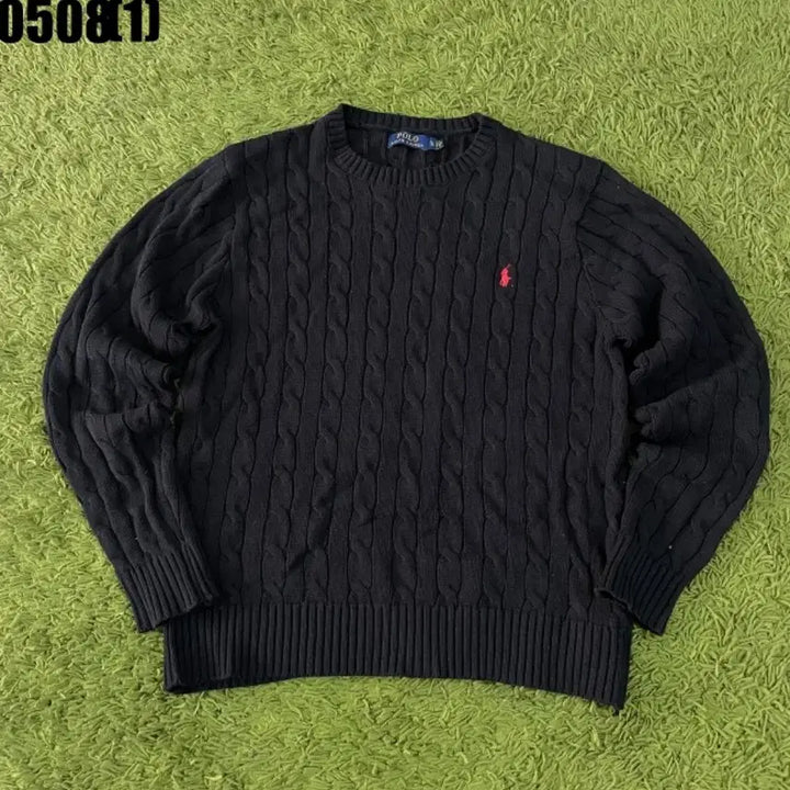 [BUNJANG] Polo Ralph Lauren Cable Knit Black Sweater / 폴로 랄프로렌 케이블 니트 블랙