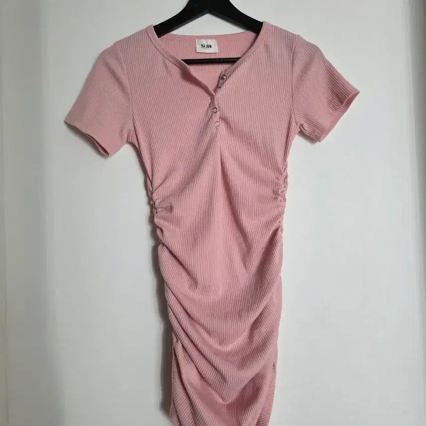 [BUNJANG] YAJUN Pink Shirring Mini Dress / YAJUN 핑크 셔링 미니 원피스