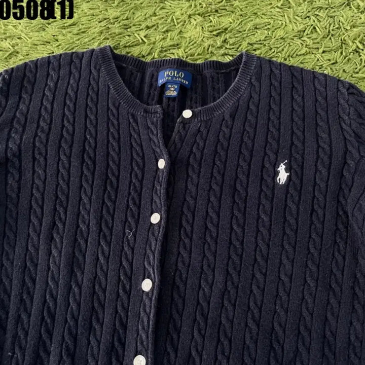 [BUNJANG] Polo Ralph Lauren Navy Cable Knit Cardigan / 폴로 랄프로렌 네이비 케이블 가디건