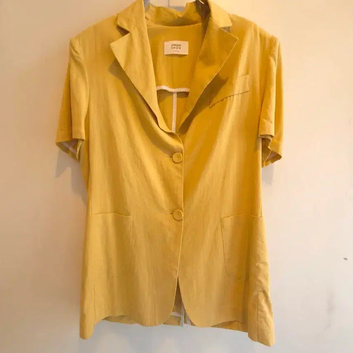 [BUNJANG] Linen Short Sleeve Power Shoulder Oversized Jacket / (새상품)린넨 반팔 파워숄더 오버핏 자켓