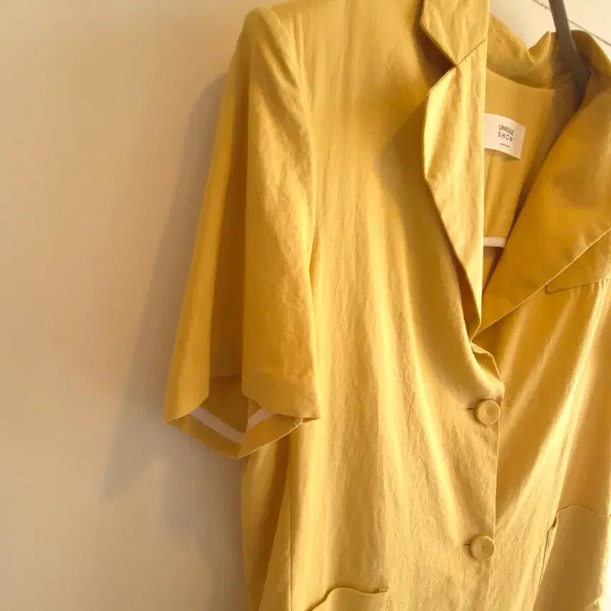 [BUNJANG] Linen Short Sleeve Power Shoulder Oversized Jacket / (새상품)린넨 반팔 파워숄더 오버핏 자켓
