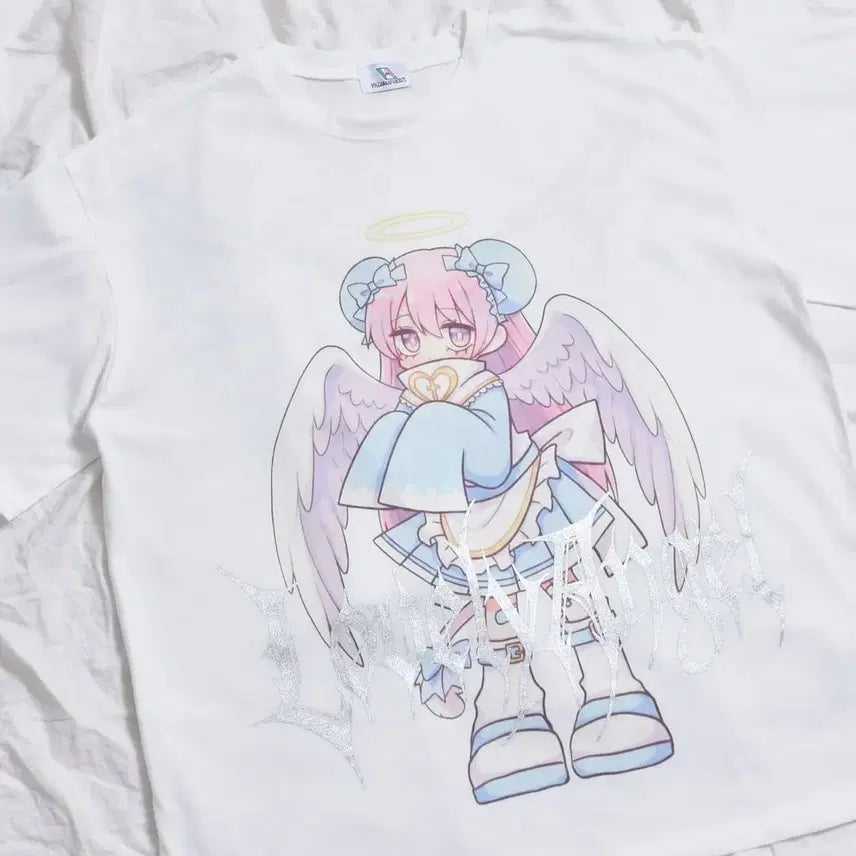 [BUNJANG] Volcan Lovely Angel Short Sleeve T-Shirt / volcan 볼칸 러블리 엔젤 반팔 티셔츠