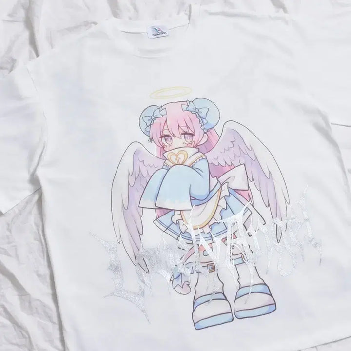 [BUNJANG] Volcan Lovely Angel Short Sleeve T-Shirt / volcan 볼칸 러블리 엔젤 반팔 티셔츠