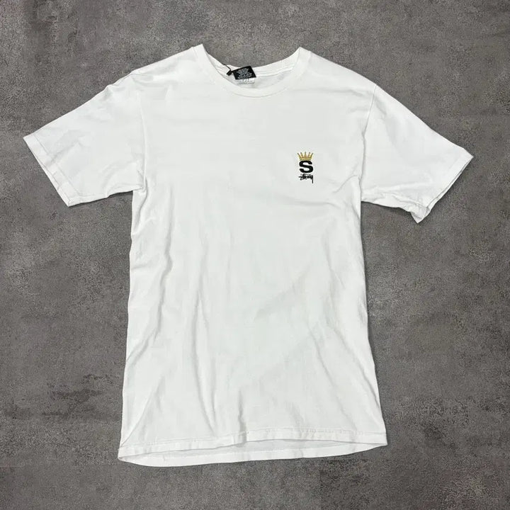 [BUNJANG] Stussy Crown S Logo Short Sleeve T-Shirt White / 스투시 크라운 S 로고 반팔 티셔츠 화이트