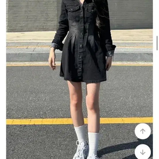 [BUNJANG] Black Denim Shirt Dress / 블랙 데님 셔츠 원피스 싸게 드려용!