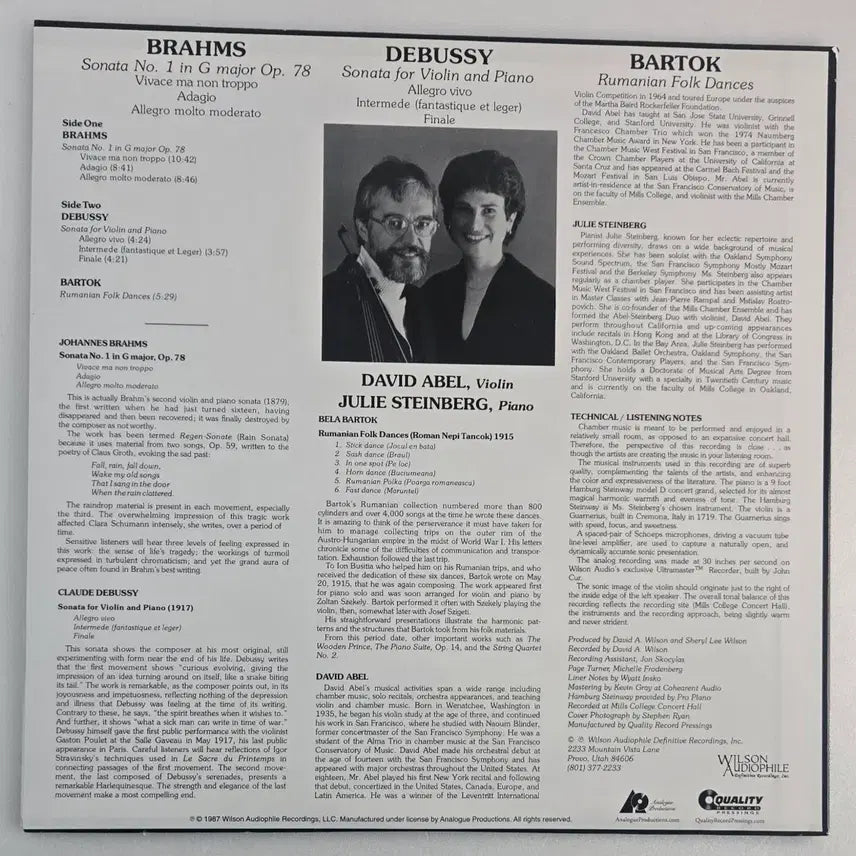 [BUNJANG] Wilson Audiophile Violin Sonata LP (Unsealed) / Wilson Audiophile 바이올린 소나타 LP (단순 개봉)