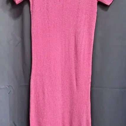 [BUNJANG] UNA Pink Ribbed Short Sleeve Long Dress / UNA 핑크 골지 반팔 롱 원피스