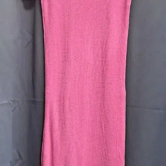 [BUNJANG] UNA Pink Ribbed Short Sleeve Long Dress / UNA 핑크 골지 반팔 롱 원피스