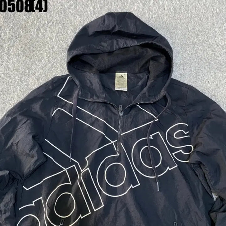 [BUNJANG] Adidas Black Hooded Windbreaker Jacket M / 아디다스 블랙 후드 바람막이 자켓 m