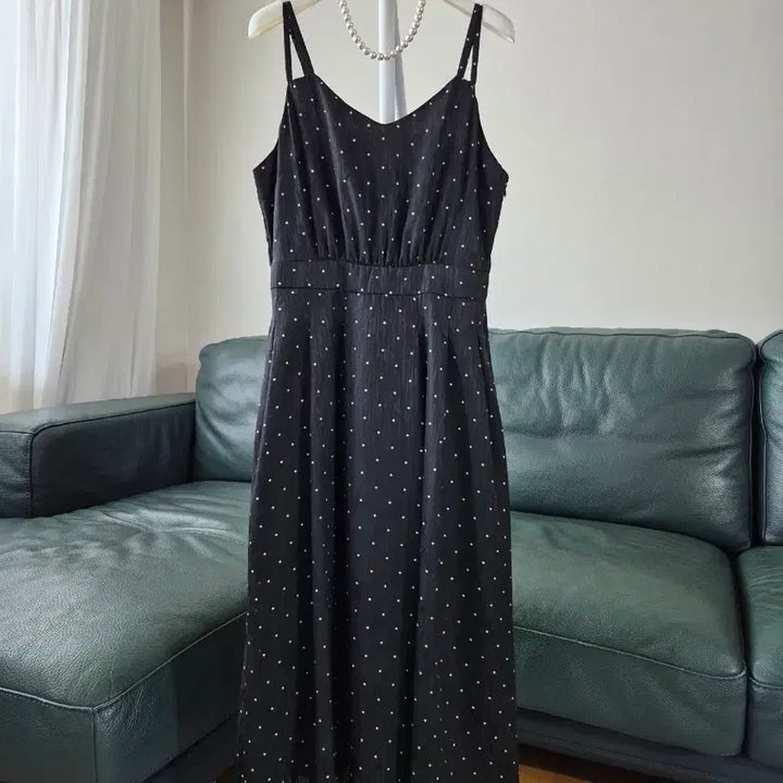 [BUNJANG] The Edge Black Dot Long Slip Dress Size S / 더엣지 블랙 도트 롱 슬립 원피스 S 미착용