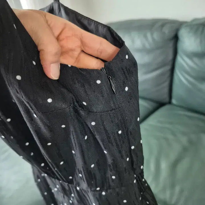 [BUNJANG] The Edge Black Dot Long Slip Dress Size S / 더엣지 블랙 도트 롱 슬립 원피스 S 미착용