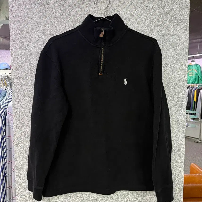 [BUNJANG] Polo Ralph Lauren Pony Half-Zip Knit Sweater Black M / 폴로랄프로렌 포니 반집업 니트 스웨터 블랙 B4702