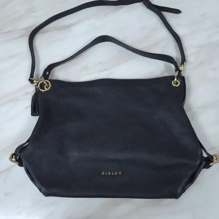 [BUNJANG] Sisley Black Calfskin Leather Shoulder Bag / 시슬리 블랙 소가죽 숄더백