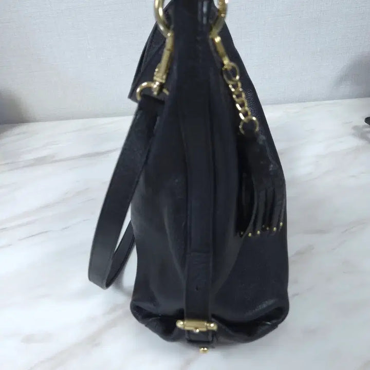[BUNJANG] Sisley Black Calfskin Leather Shoulder Bag / 시슬리 블랙 소가죽 숄더백
