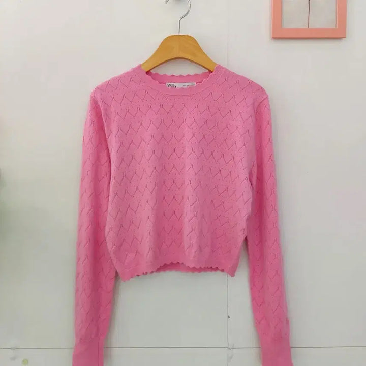 [BUNJANG] ZARA Pink Cropped Knit Long Sleeve Top / 자라 핑크 크롭 니트 긴팔 66