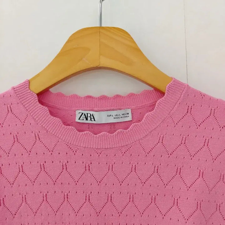 [BUNJANG] ZARA Pink Cropped Knit Long Sleeve Top / 자라 핑크 크롭 니트 긴팔 66