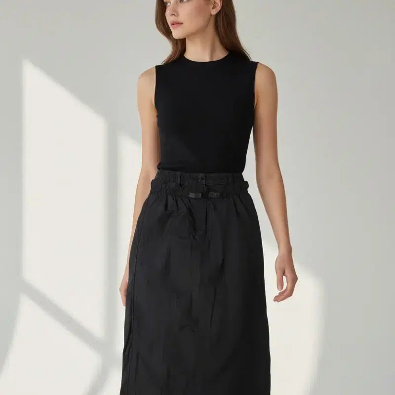 [BUNJANG] JUUN.J Nylon Layered Straight Black Skirt / 준지 나일론 레이어드 스트레이트 블랙 스커트(34사이즈/64cm)