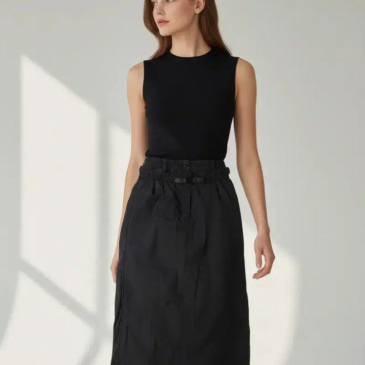 [BUNJANG] JUUN.J Nylon Layered Straight Black Skirt / 준지 나일론 레이어드 스트레이트 블랙 스커트(34사이즈/64cm)