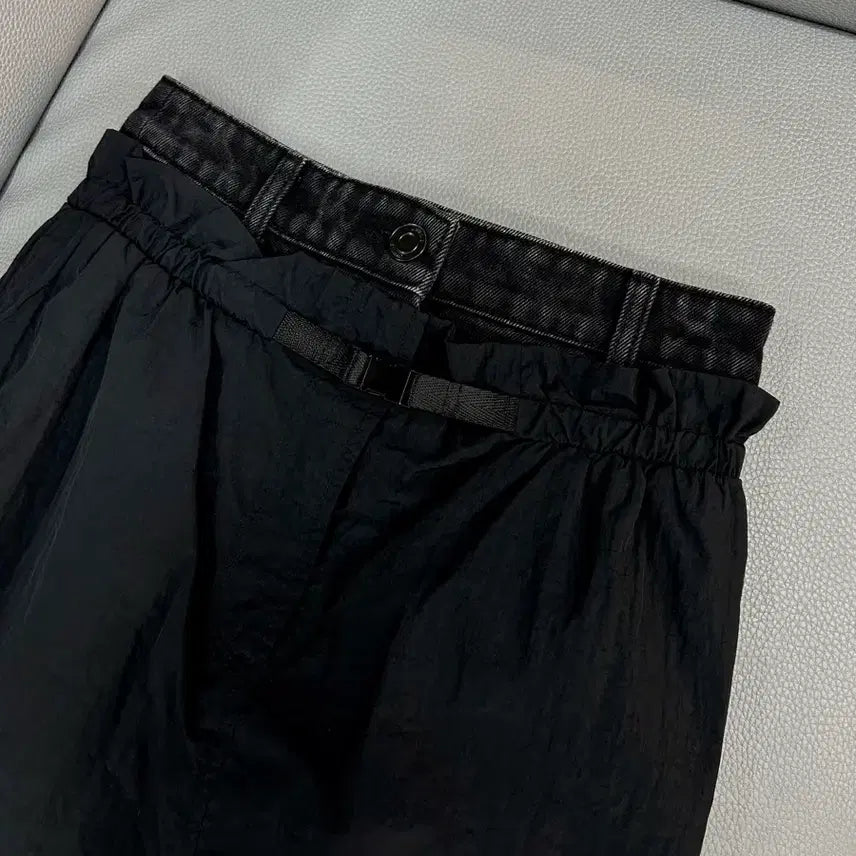 [BUNJANG] JUUN.J Nylon Layered Straight Black Skirt / 준지 나일론 레이어드 스트레이트 블랙 스커트(34사이즈/64cm)