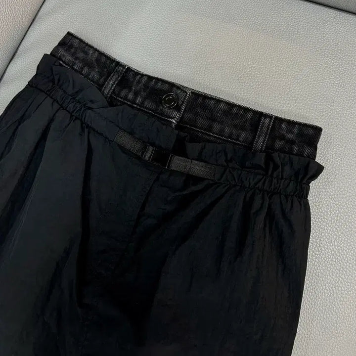 [BUNJANG] JUUN.J Nylon Layered Straight Black Skirt / 준지 나일론 레이어드 스트레이트 블랙 스커트(34사이즈/64cm)