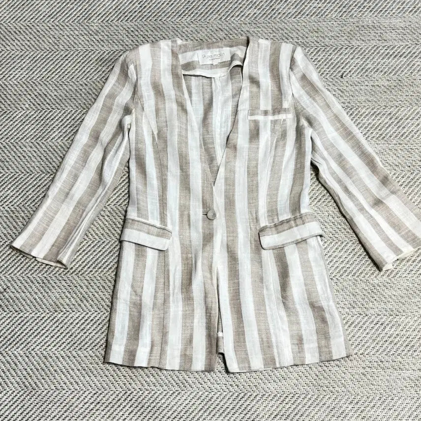 [BUNJANG] Pure Malin Stripe Linen Setup Set / 퓨어말린 스트라이프 린넨 셋업