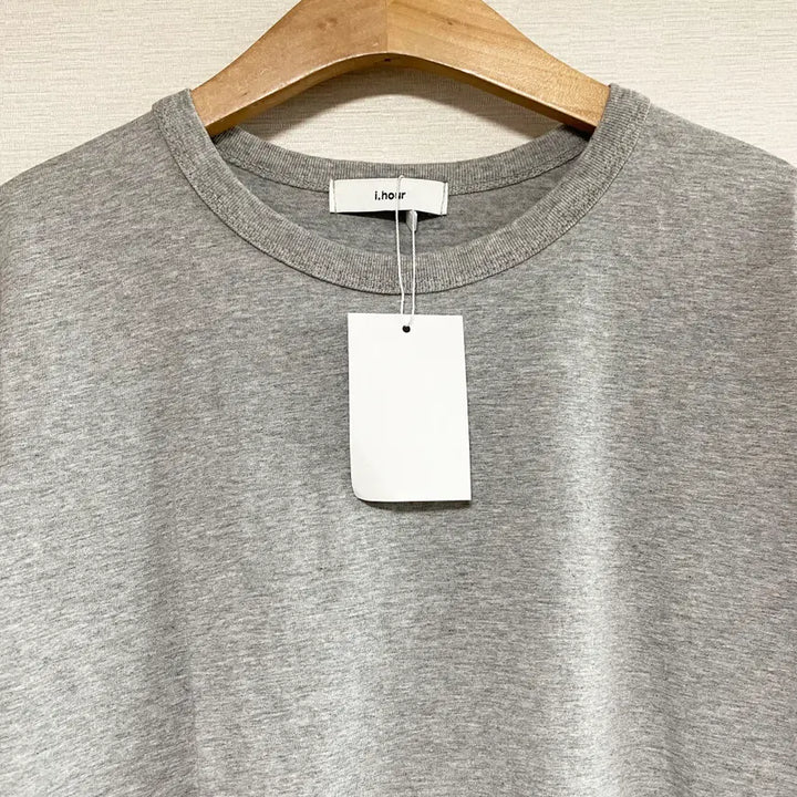 [BUNJANG] i.hour Grey Round Neck Solid Short Sleeve T-Shirt / i.hour 그레이 라운드넥 솔리드 반팔 티셔츠