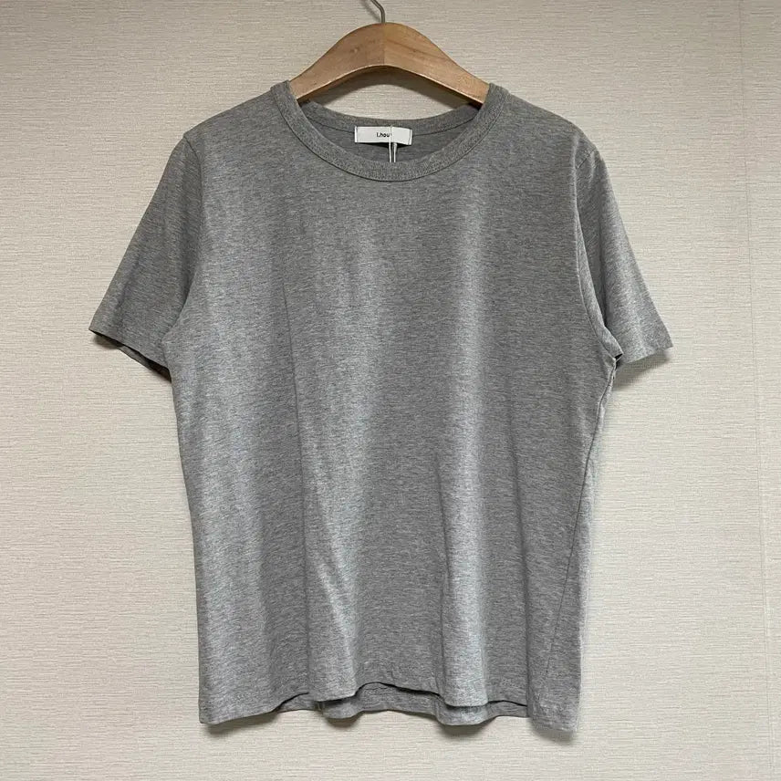 [BUNJANG] i.hour Grey Round Neck Solid Short Sleeve T-Shirt / i.hour 그레이 라운드넥 솔리드 반팔 티셔츠